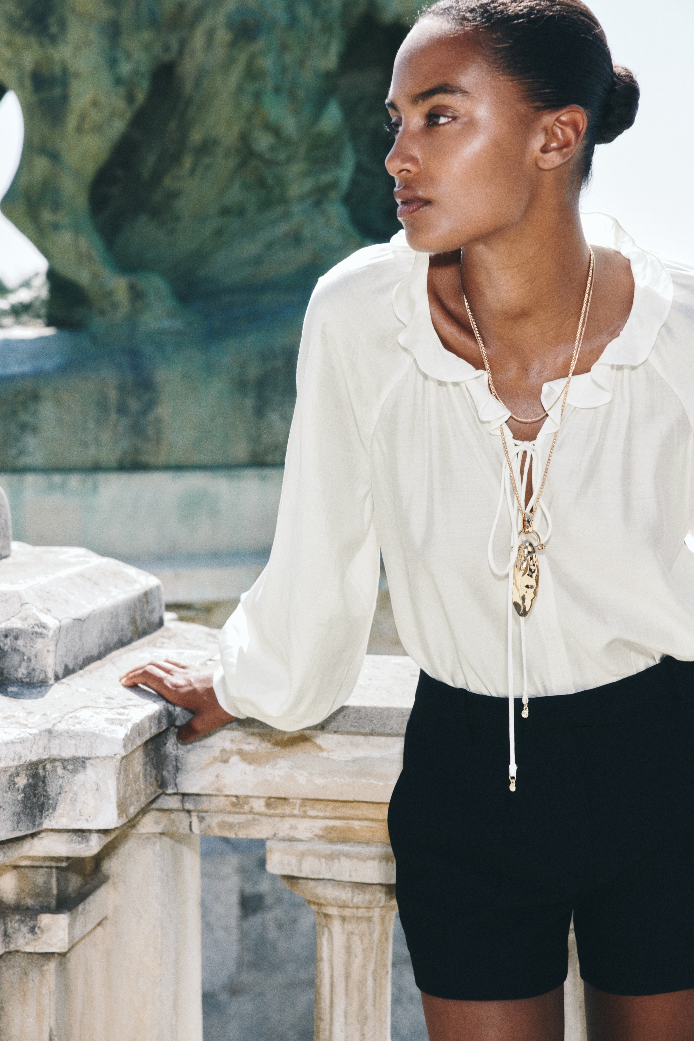 Ruffle-Collar Blouse - White - Ladies | H&M US