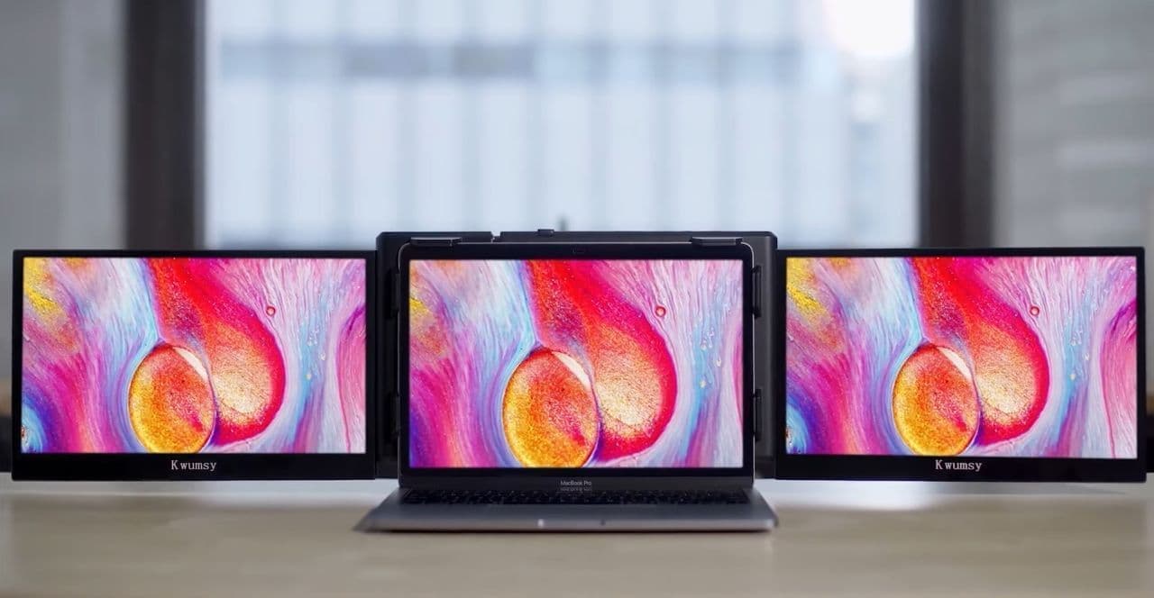 ノートPCを3画面に！ 折り畳み式モバイルディスプレイ「KWUMSY P2 PRO