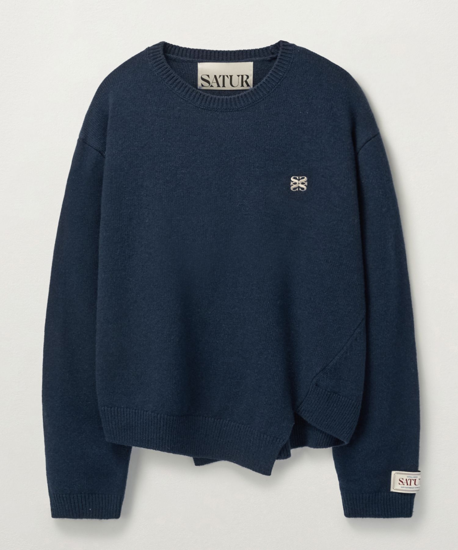 MUSINSA公式 | SATUR ダブリンアシンメトリーカシミヤブレンドニット