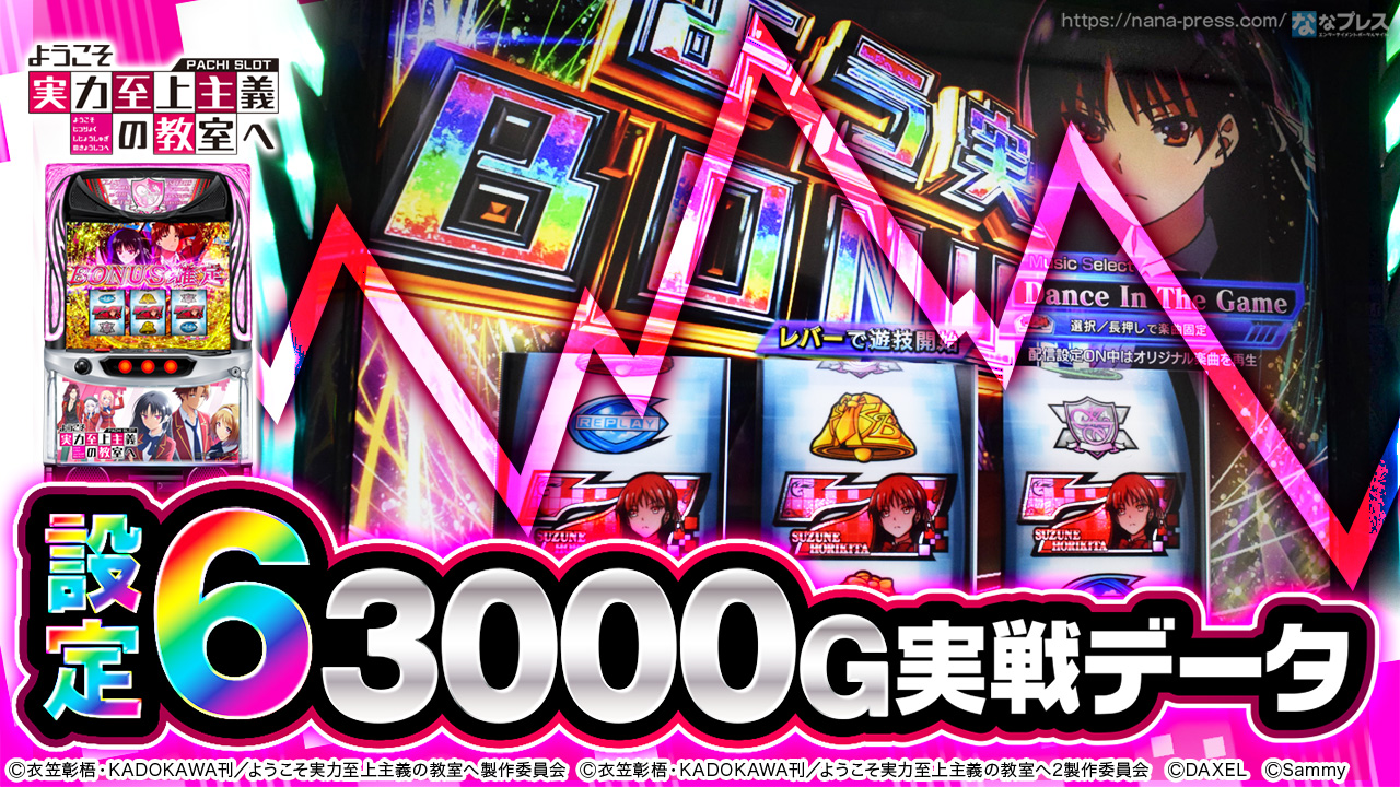 スマスロ ようこそ実力至上主義の教室へ】設定6の約3000G実戦データを
