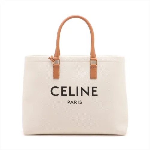 セリーヌ ホリゾンタルカバ キャンバス×レザー トートバッグ ベージュ