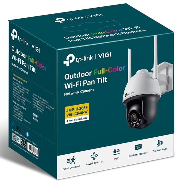 TP-Link VIGI 4MP屋外用フルカラーパンチルトWi-Fiカメラ VIGI C540-W