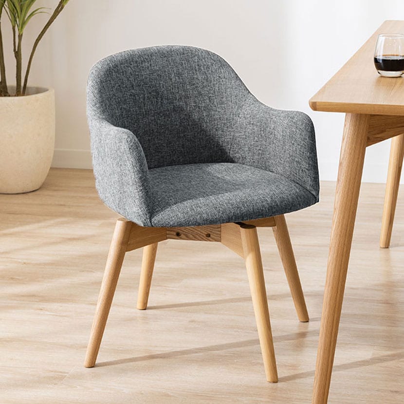 送料無料】 ダイニングチェア 回転チェア 肘付きチェア ナチュラル脚