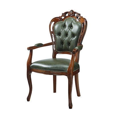 送料無料】 ヴェローナクラシック 革張り肘付きチェア イタリア 家具