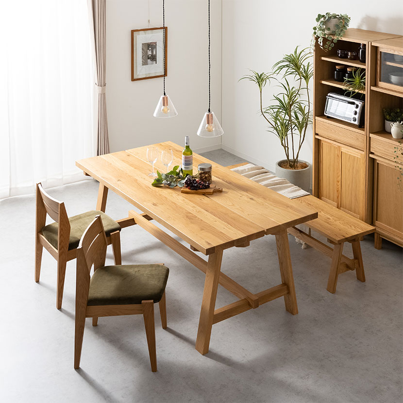 送料無料】 4人用 ダイニングセット 4点 テーブル(幅1800mm)+チェア2脚