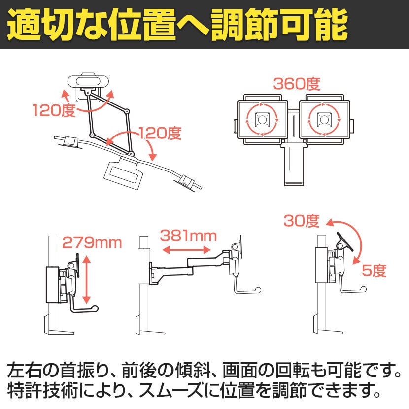 送料無料】 Ergotron エルゴトロン トレースデュアルモニターマウント