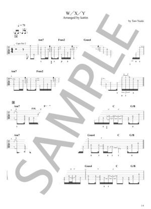 楽譜】W / X / Y / Tani Yuuki (ギターソロ / 中級) - Piascore 楽譜ストア