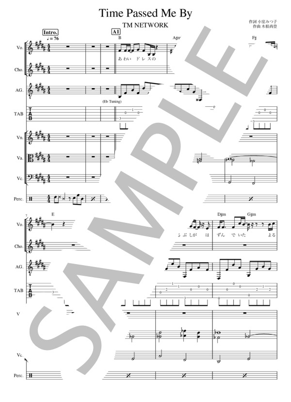 楽譜】Time Passed Me By 〜夜の芝生〜 - TM NETWORK / TMN (バンド