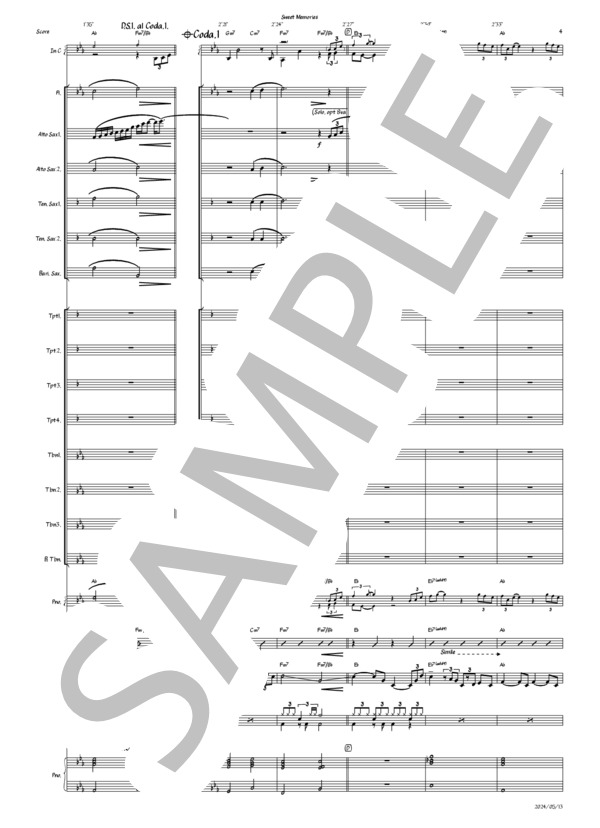 楽譜】Sweet Memories / 松田 聖子 (ビッグバンド / 初〜中級