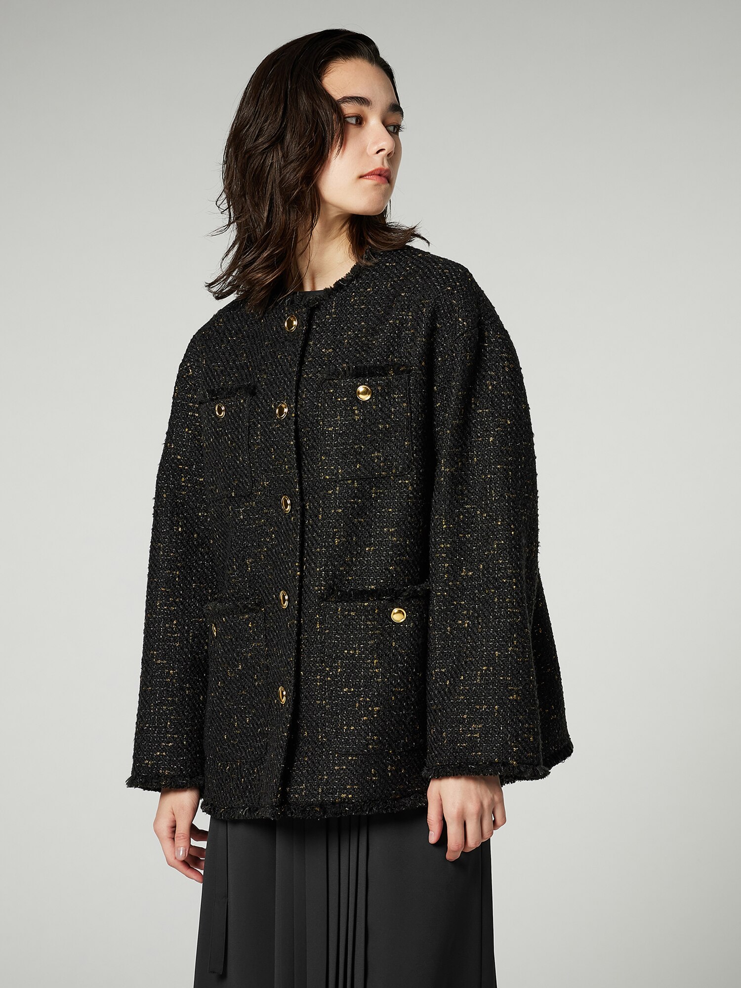 PLST(プラステ)公式 | ツイードノーカラージャケット（ラメ糸入り）