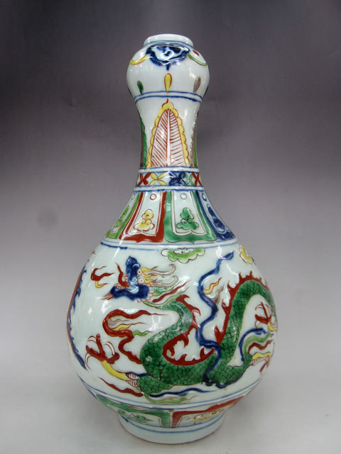 楽天市場】景徳鎮 嘉靖赤絵龍文花生 高さ約36cm 希少 花瓶 白磁 染付