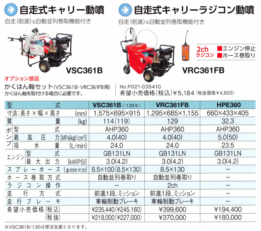 楽天市場】KIORITZ 共立 自走式キャリー動噴 『VSC361C』ガソリン
