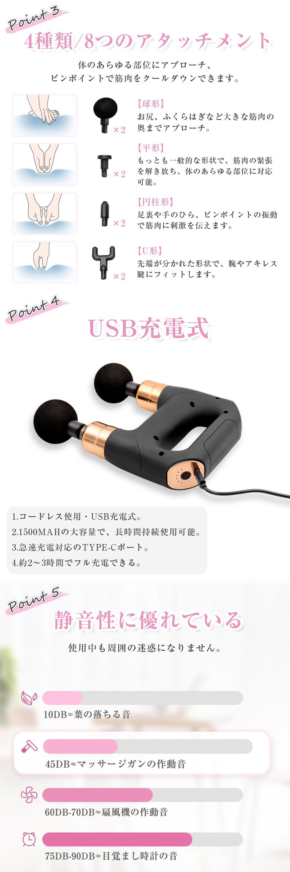 楽天市場】マッサージガン 筋膜リリースガン ダブルヘッド 6段階強度