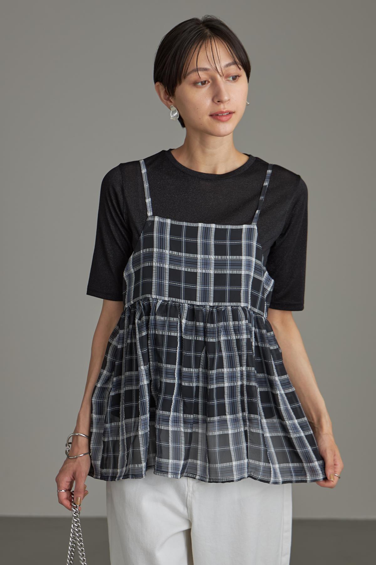 WEB限定】シアーチェックキャミソール