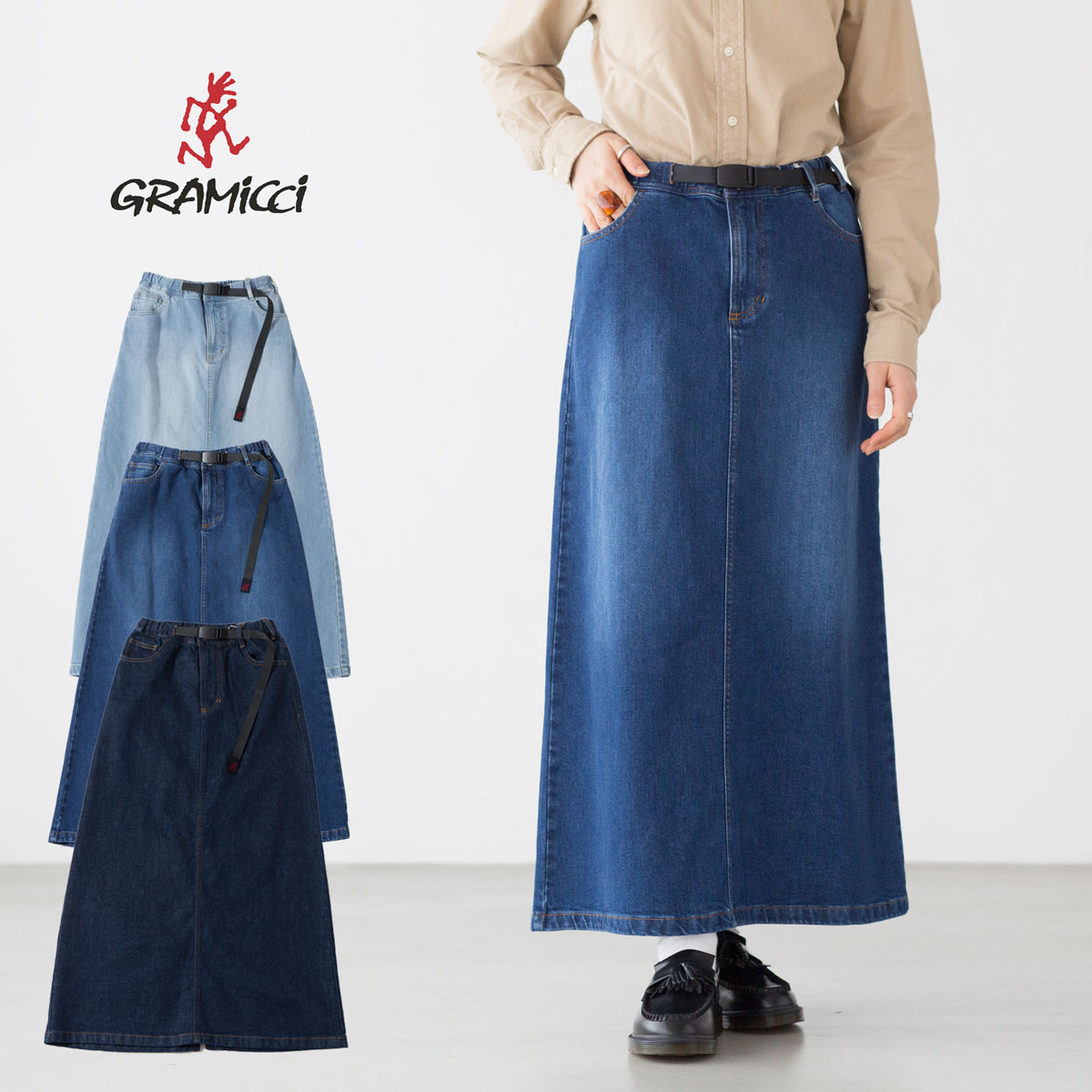 グラミチ ストレッチ デニム Aラインスカート Gramicci GLSK5-SJP07