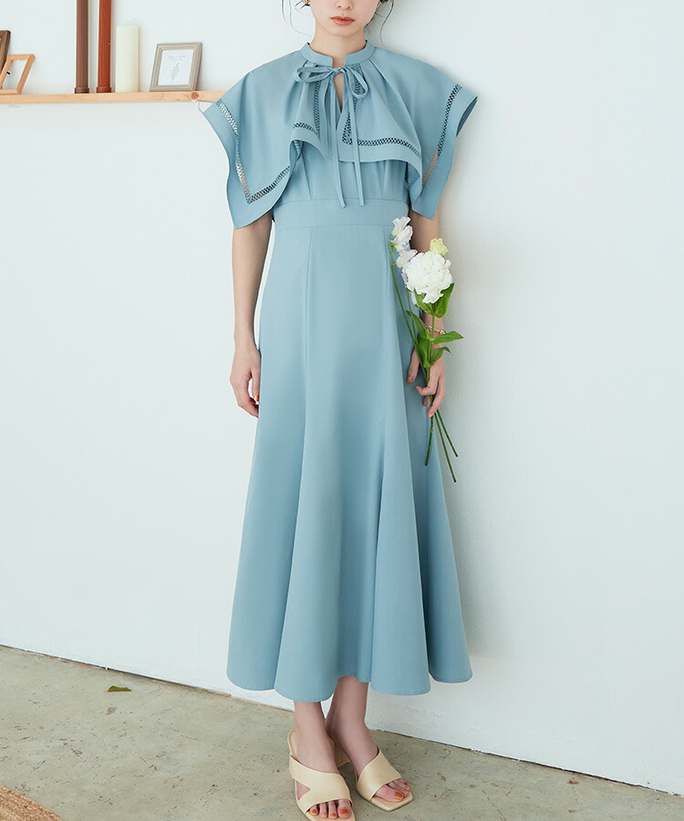 スクエアケープロングワンピース「CU1235」