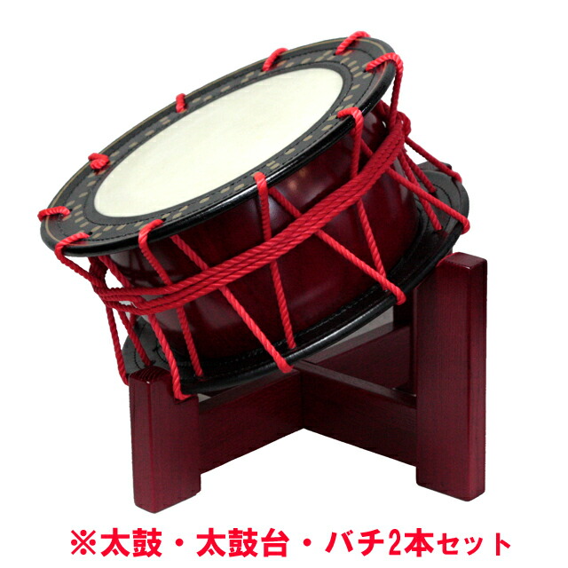 楽天市場】座敷用締め太鼓セット 水牛皮 直径35cm×高さ15cm太鼓台