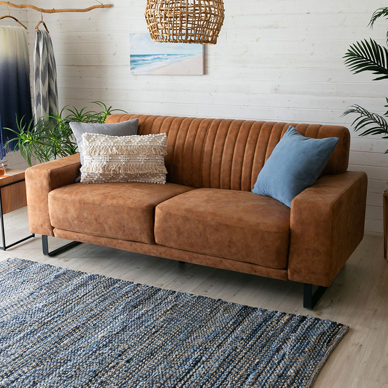 楽天市場】ソファ 2.5人掛け クロスレザー ポリエステル スチール脚 W