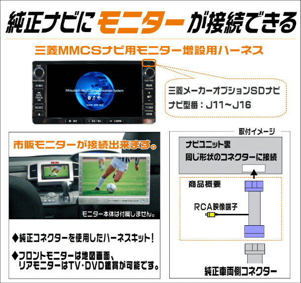 楽天市場】モニター増設用映像出力ハーネス 三菱 パジェロ （H24.10