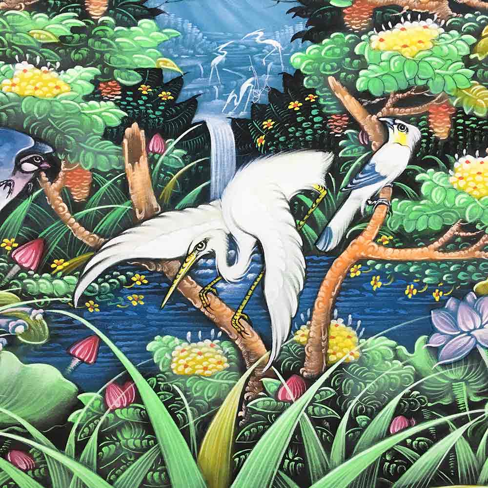楽天市場】バリ絵画 鳥の絵 小鳥2羽 白サギ W80×H60cm ブンゴセカン