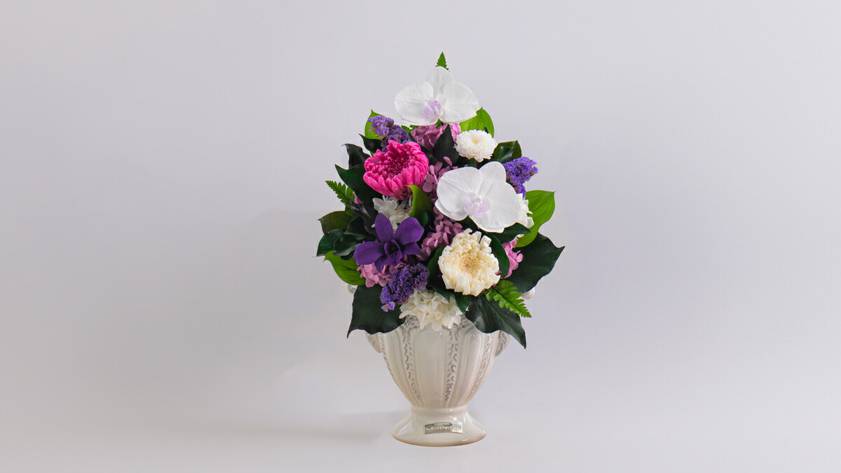プリザーブドフラワー 仏花 お供え花 #胡蝶蘭と菊のお供え花