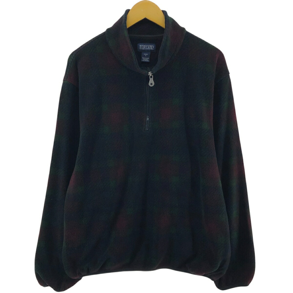 古着 90年代 ランズエンド LANDS' END チェック柄 ハーフジップ