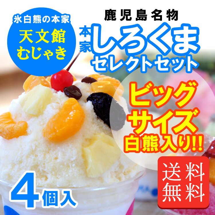 楽天市場】天文館むじゃき 本家白熊バラエティセット 4個入 白くま