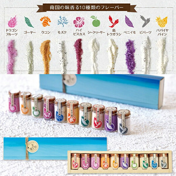 沖縄 お土産 塩 食塩 SALT 海水塩 塩彩 ミニボトル 10種類セット