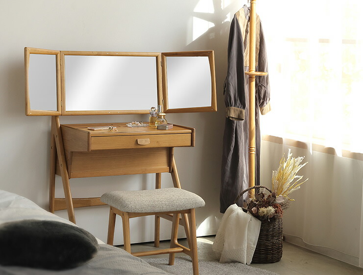 楽天市場】オーク材のドレッサー＆スツールセット※代引き不可