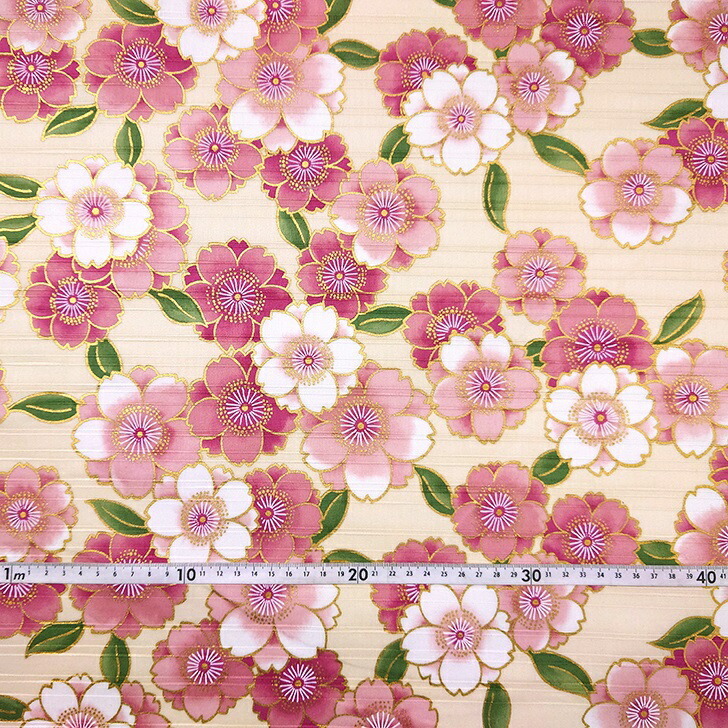 楽天市場】サテンスラブシャンタン 和調プリント コットン 桜文様 和柄