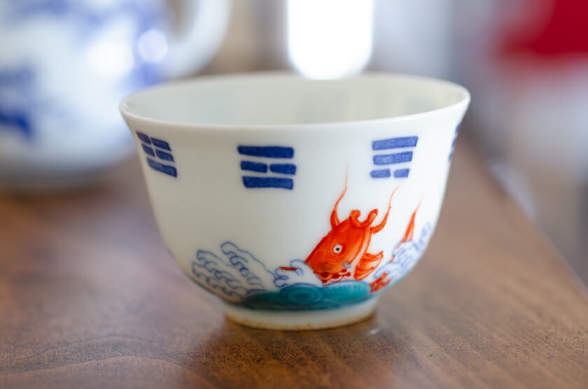 景徳鎮 茶杯 煎茶碗 30ml 手書き 染付