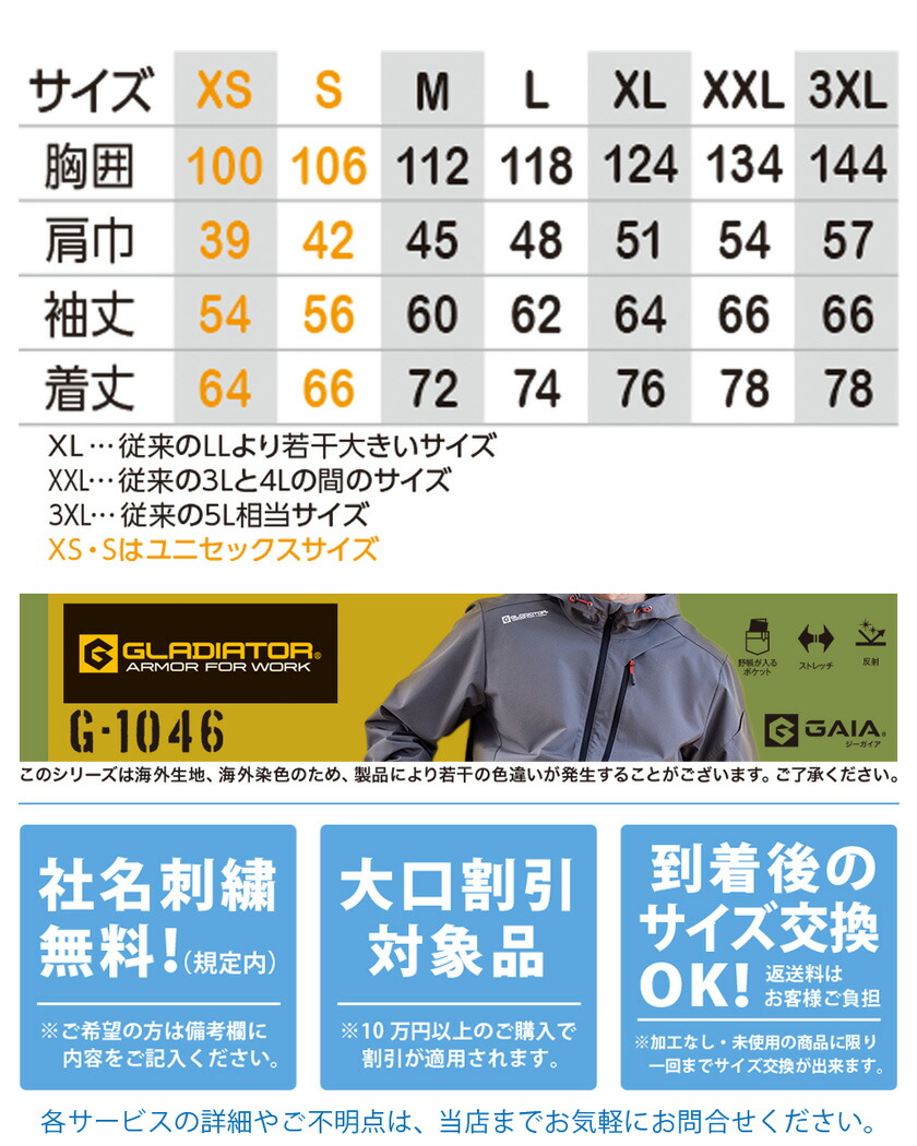 楽天市場】GLADIATOR 防風ストレッチパーカー G-1046 コーコス