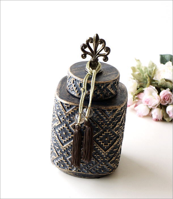 楽天市場】ポット 陶器 蓋付 おしゃ 小物入れ タッセル 置物 オブジェ