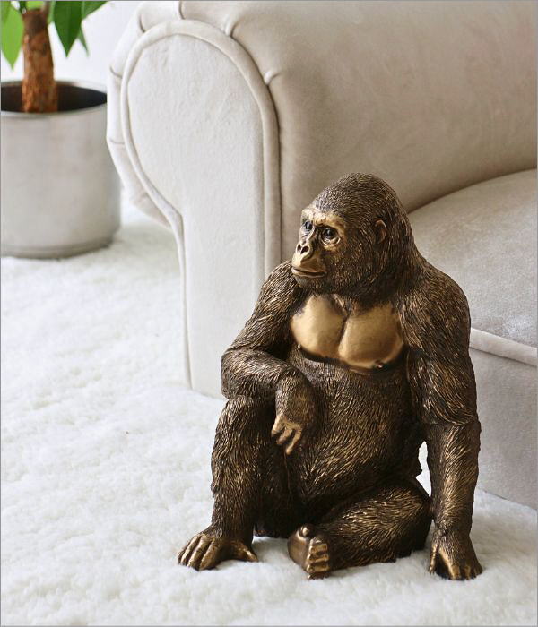 楽天市場】ゴリラ 置物 オブジェ おしゃれ ブロンズ風 雑貨 置き物