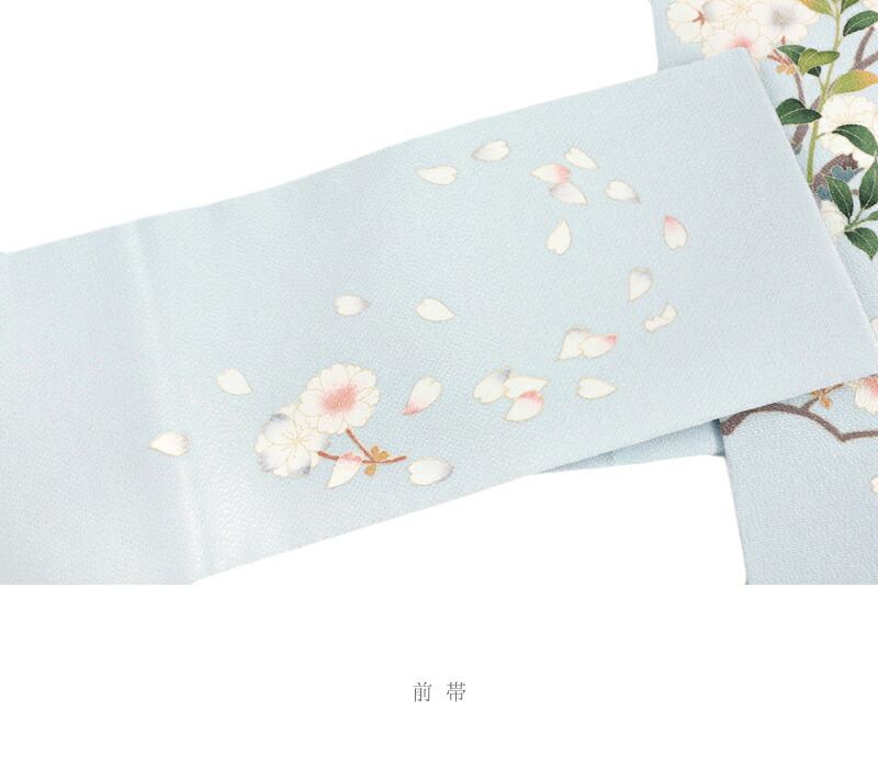 楽天市場】名古屋帯 秀美 正絹 水色 桜 新品 未仕立て 浜ちりめん
