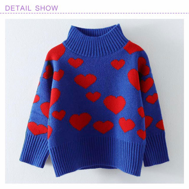 楽天市場】ハート柄 ニットセーター ニットトップス 子供 ハイネック