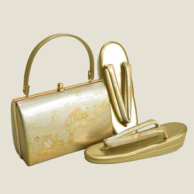 草履バッグセット【レンタル品】ゴールド系-88 草履 バッグ セット