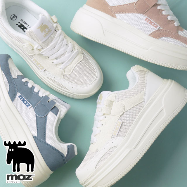 楽天市場】モズ レディース 厚底 スニーカー 白 靴 軽量 ボリューム