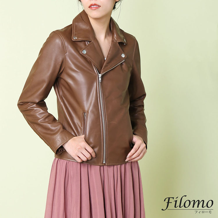 楽天市場】ライダースジャケット レザー レディース ダブル ラムレザー