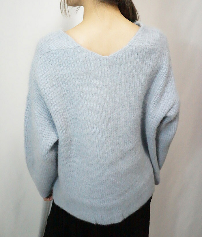 楽天市場】ニット レディース 秋冬 セーター Vネック 畦編み ブルー