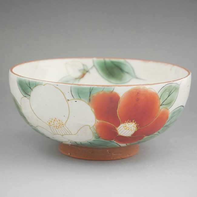 紅白椿ご飯茶碗 陶あん 大 - 京焼清水焼 松韻堂