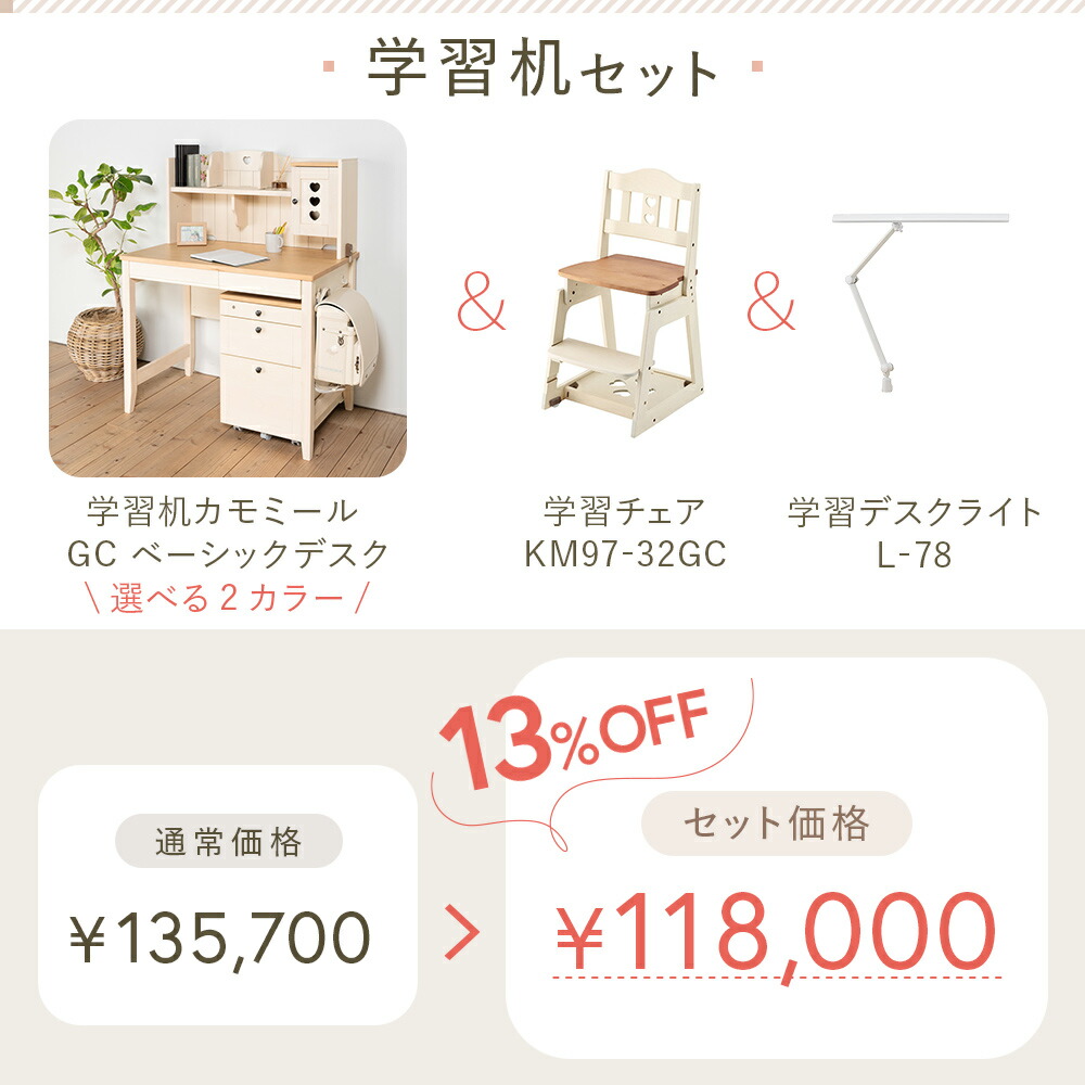 楽天市場】(13%オフ) 学習家具セット (デスク 上棚 ワゴン チェア