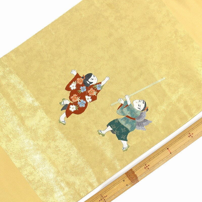 中古】 名古屋帯 九寸名古屋帯 箔地 リサイクル レディース 正絹 金