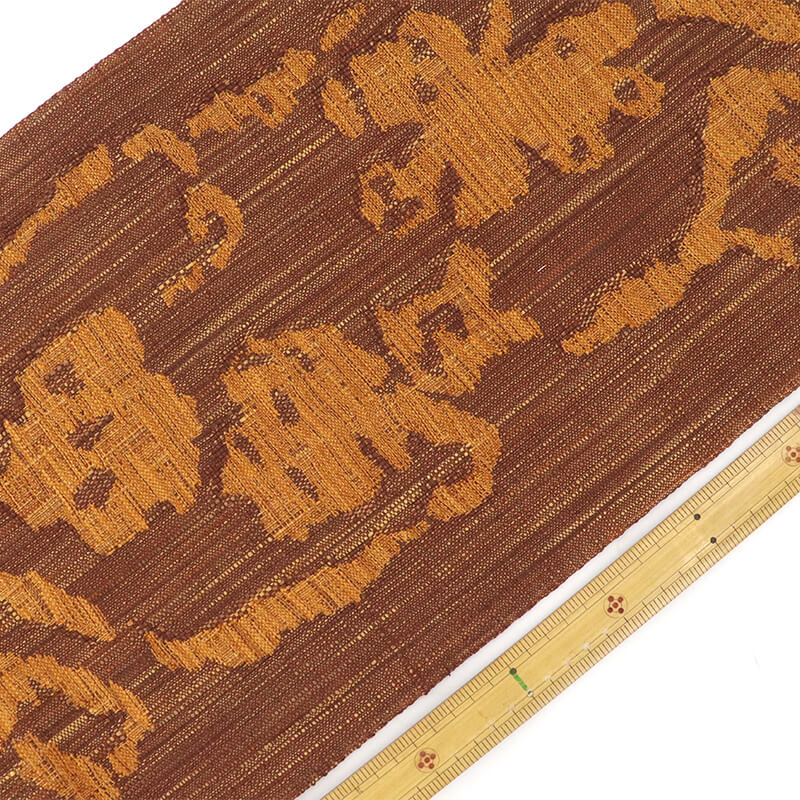 春一番の日に着たい色】【中古】 名古屋帯 正絹 八寸帯 六通柄 茶色