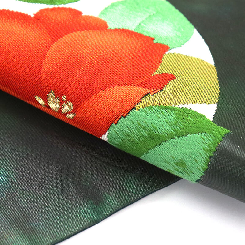 中古】 名古屋帯 なごや帯 リサイクル レディース 正絹 緑 箔地 花 長