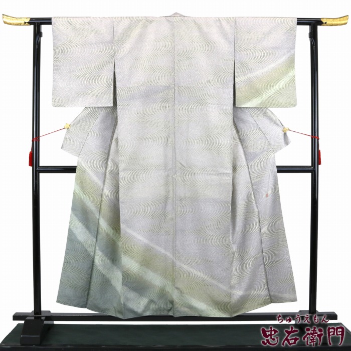 中古】 【白山工房】牛首紬 牛首 染め付下げ 中古 正絹 手織 着物