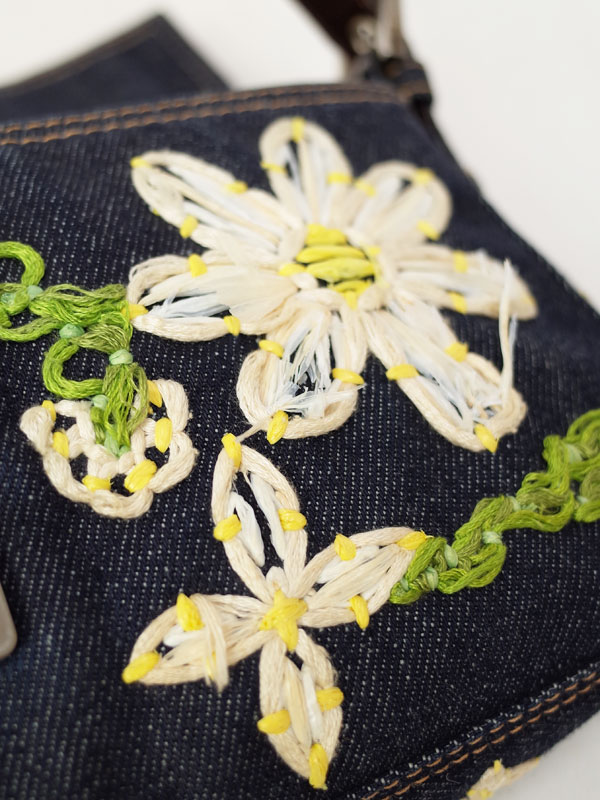FENDI】【花柄】【刺繍】フェンディ『フラワーデニム バケットバッグ