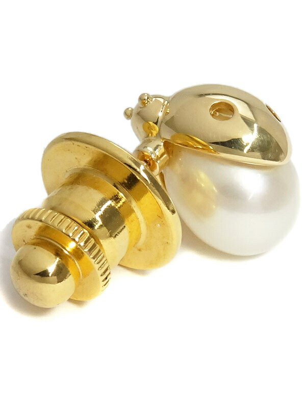 MIKIMOTO】ミキモト『K18YG てんとう虫 ピンブローチ 淡水パール』1