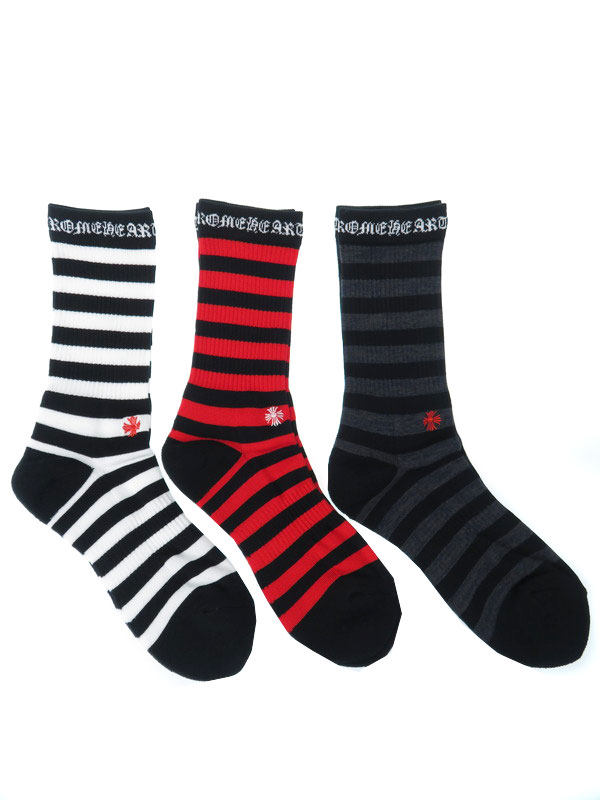 CHROME HEARTS】【ボーダー柄】【日本製】クロムハーツ『ソックス 3足