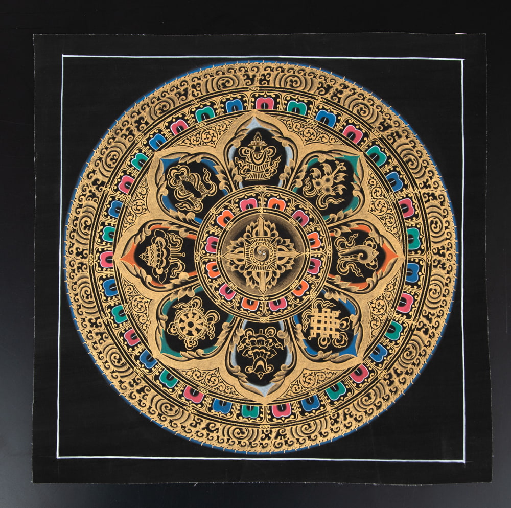 楽天市場】【送料無料】 〔一点物〕タンカ 八吉祥曼荼羅 アシュタマン